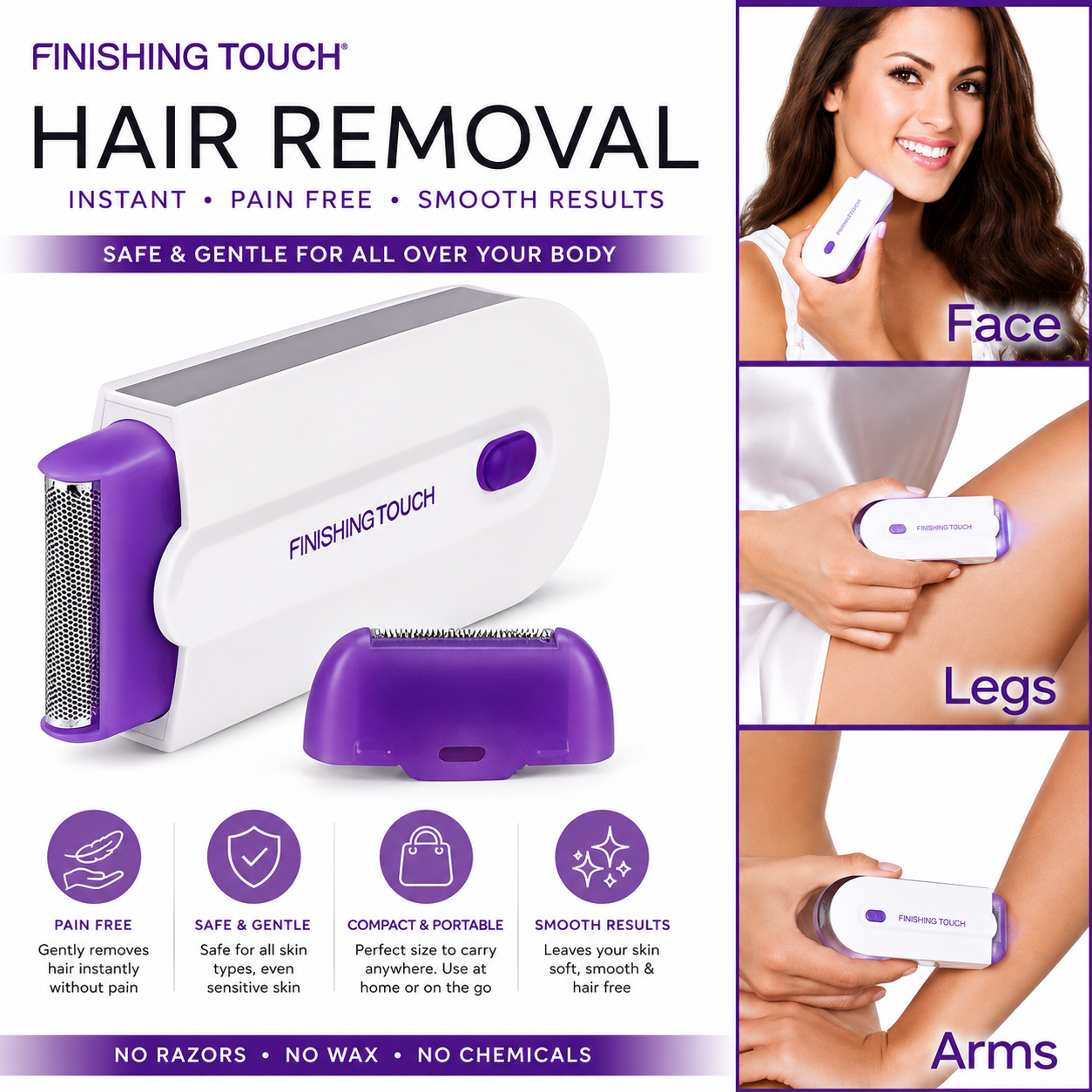 Rechargeable Yes Finishing Touch Hair Removal Machine