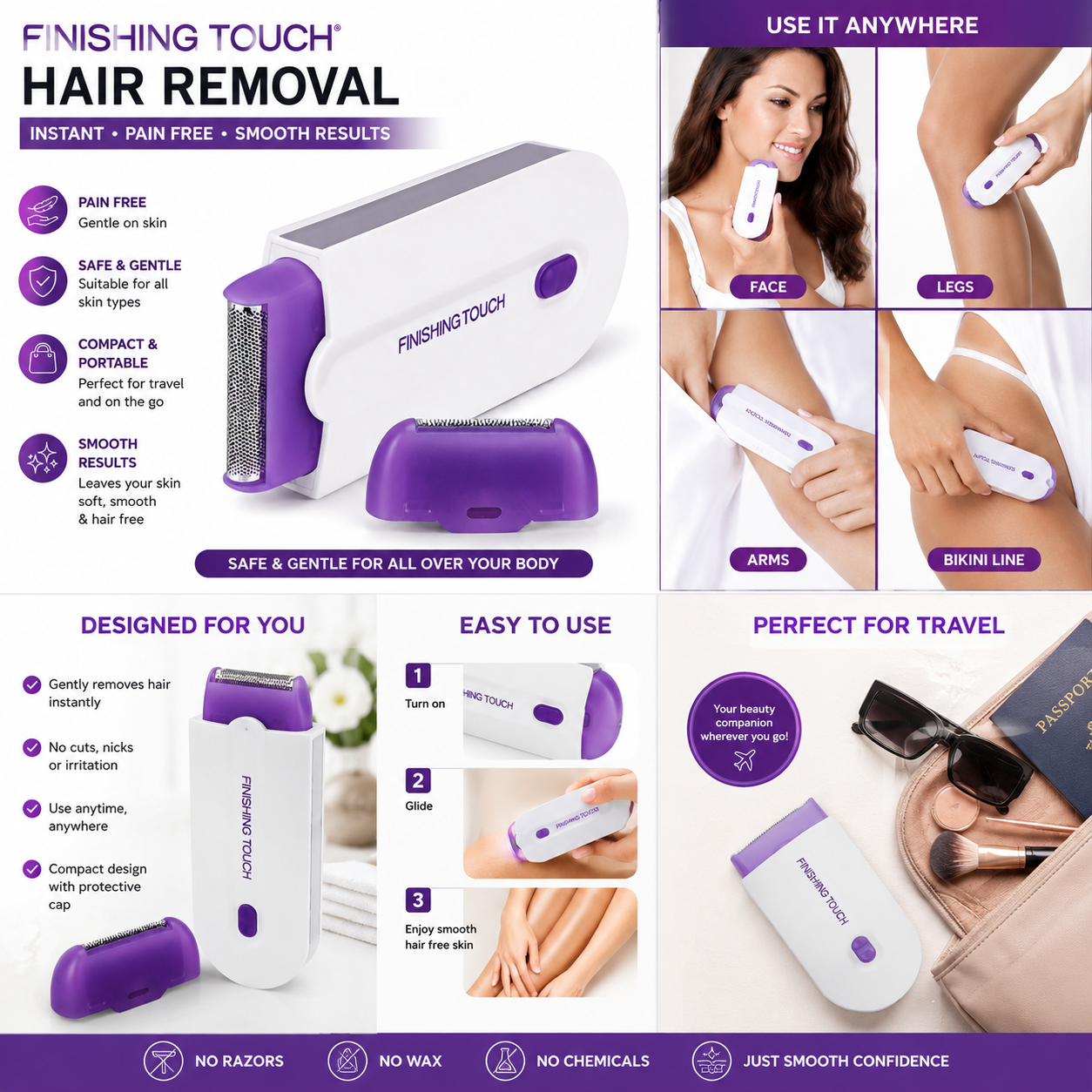 Rechargeable Yes Finishing Touch Hair Removal Machine
