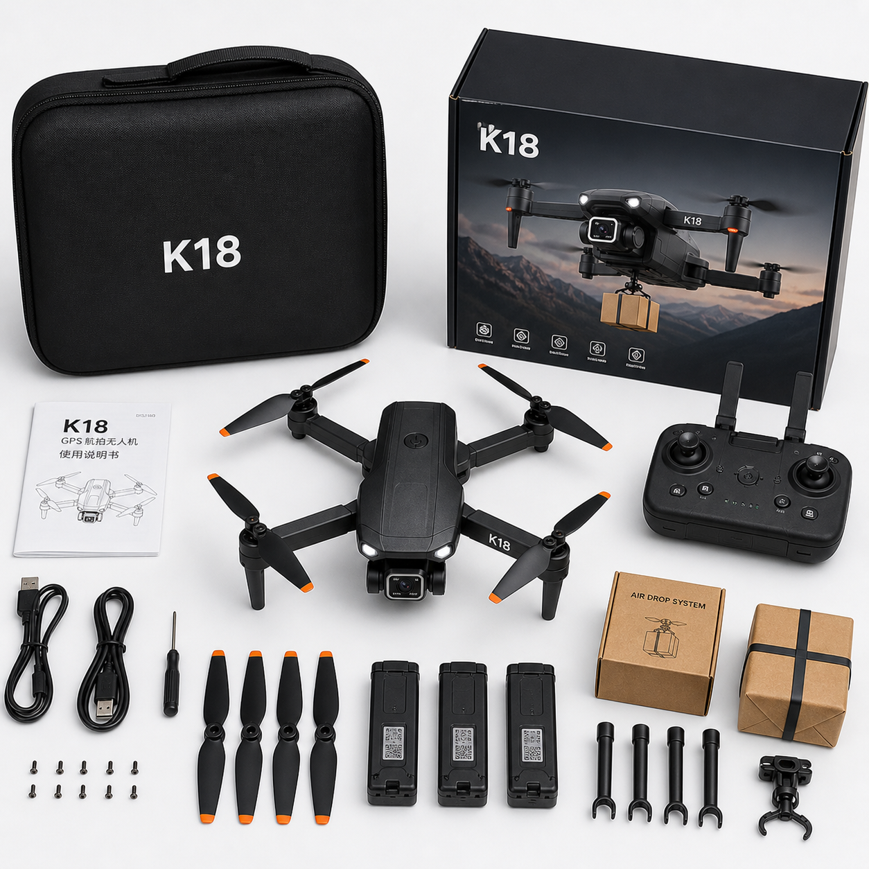 K18 Max RC Drone 8K GPS 5G Dual Camera Brushless Obstacle Avoid Foldable